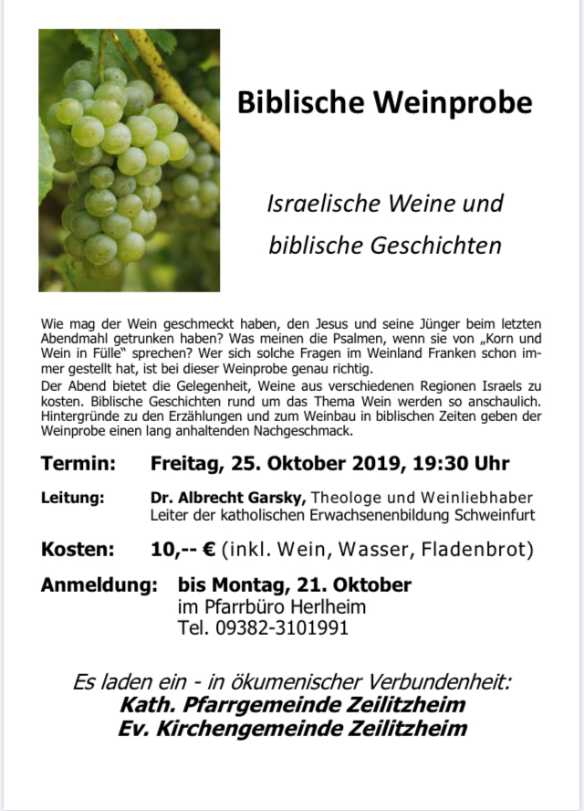 Biblische Weinprobe in Zeilitzheim